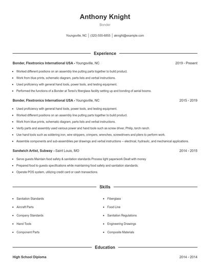 Bonder Resume