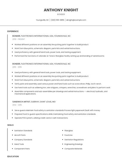 Bonder Resume