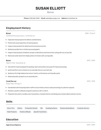 Boner Resume