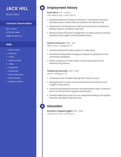 Book Editor Resume