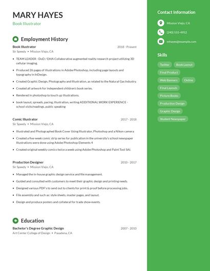 Book Illustrator Resume