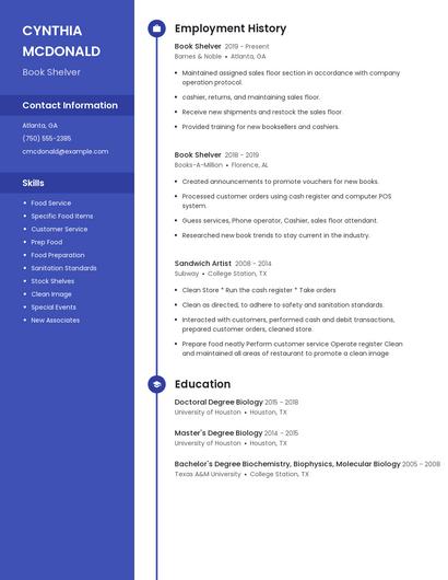 Book Shelver Resume
