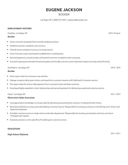 Booker Resume