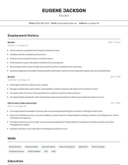 Booker Resume