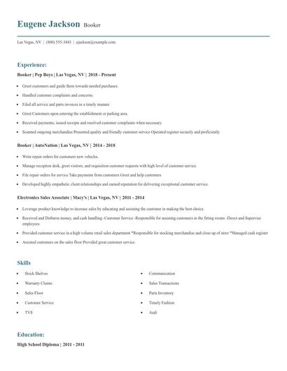 Booker Resume