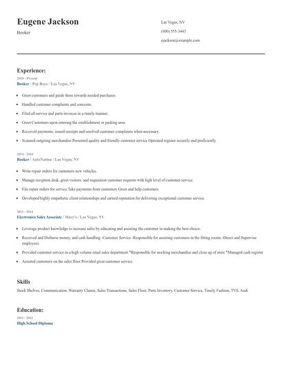Booker Resume