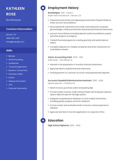 Bookkeeper Resume