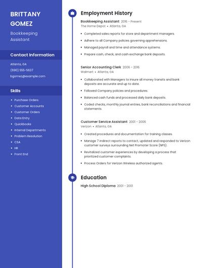 Bookkeeping Assistant Resume