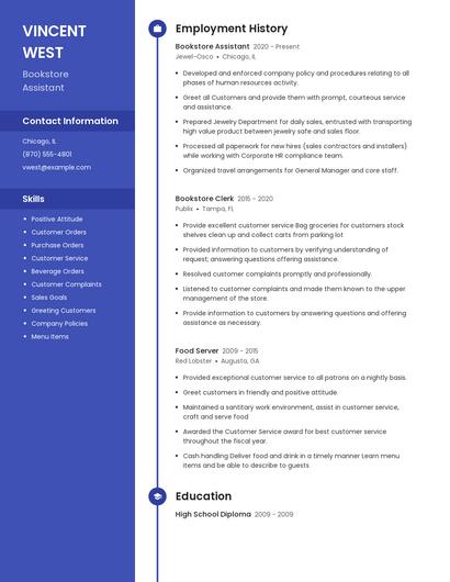 Bookstore Assistant Resume