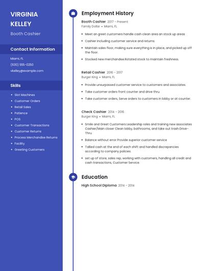 Booth Cashier Resume