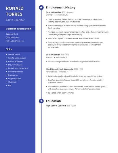 Booth Operator Resume