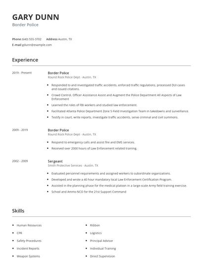 Border Police Resume