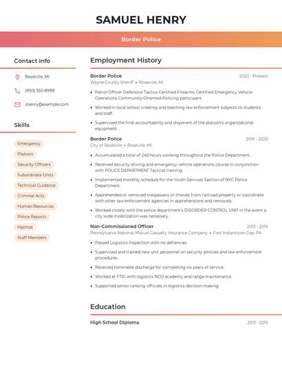 Border Police Resume