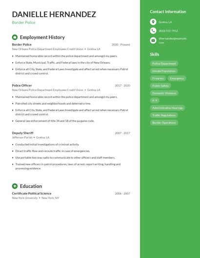 Border Police Resume