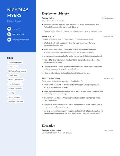 Border Police Resume