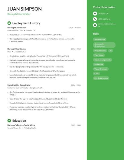 Borough Coordinator Resume