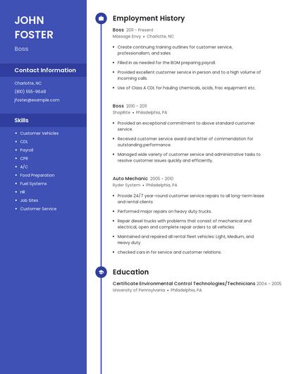 Resume example 5