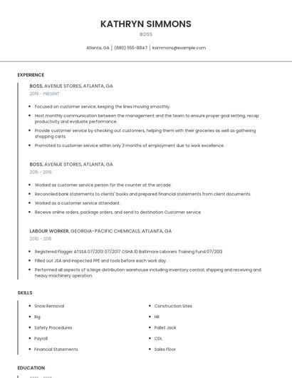 Boss Resume