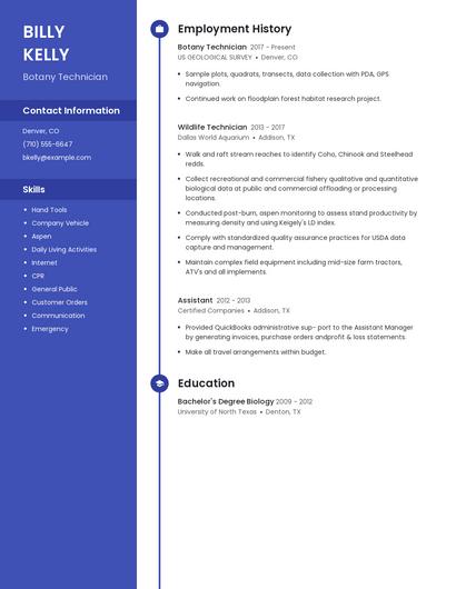 Botany Technician Resume