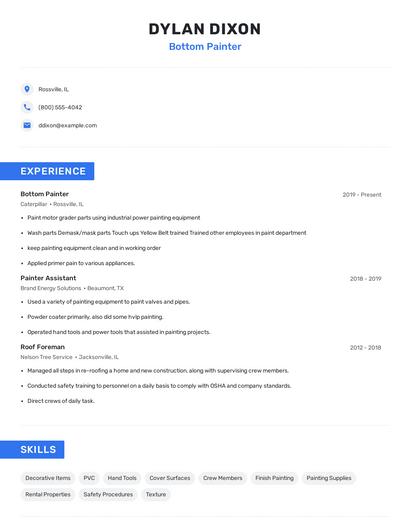 Bottom Painter Resume