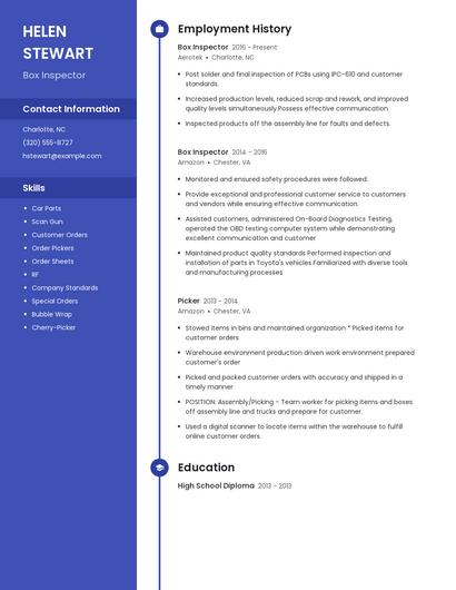 Box Inspector Resume
