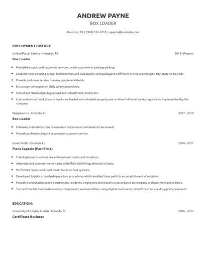 Box Loader Resume