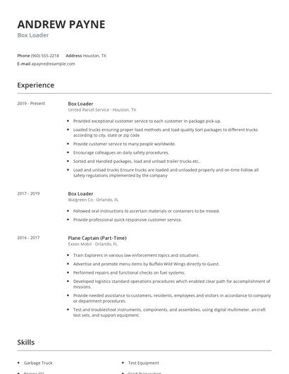 Box Loader Resume
