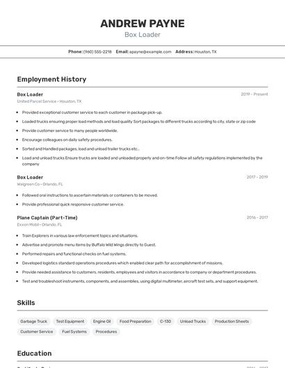 Box Loader Resume