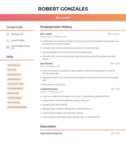 Box Loader Resume