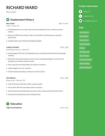 Box Loader Resume