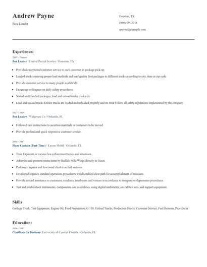 Box Loader Resume
