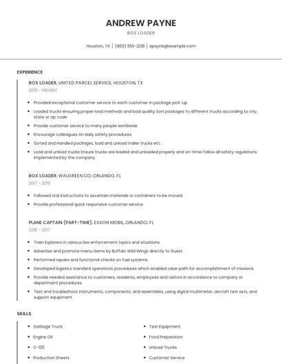 Box Loader Resume