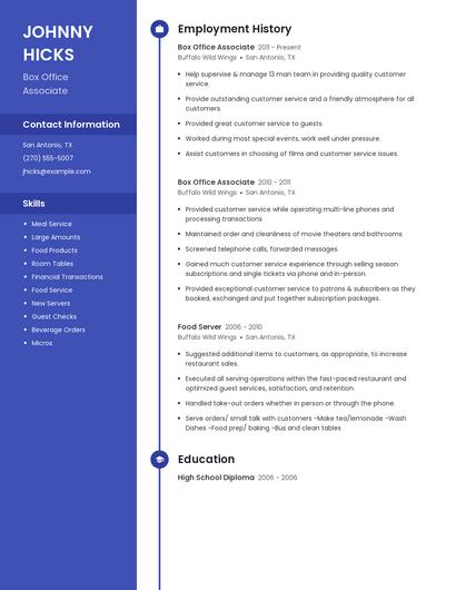 Box Office Associate Resume