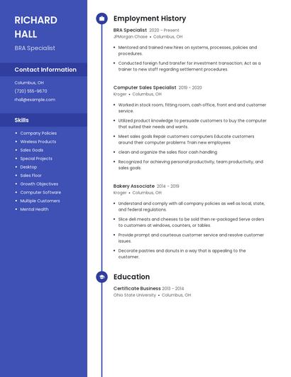 BRA Specialist Resume