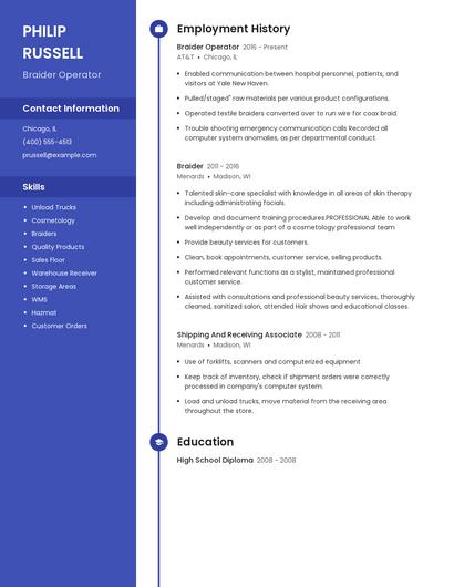 Braider Operator Resume