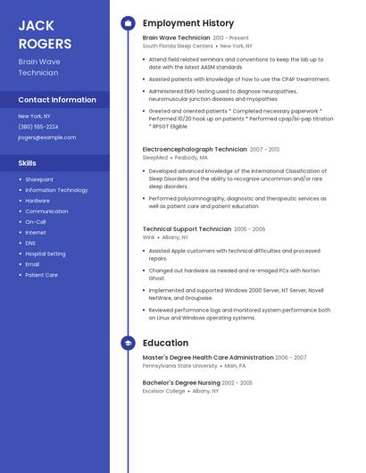 Brain Wave Technician Resume