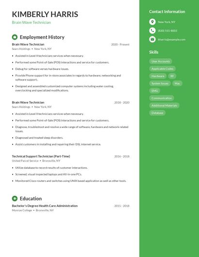 Brain Wave Technician Resume