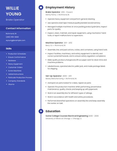 Brake Operator Resume