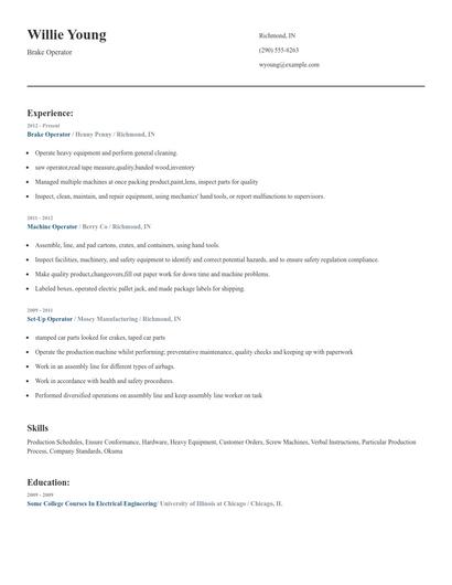 Brake Operator Resume