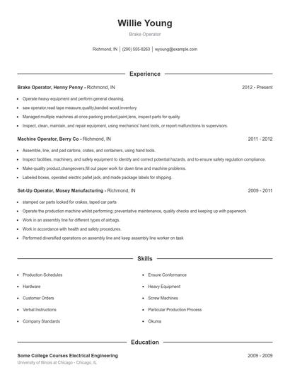Brake Operator Resume