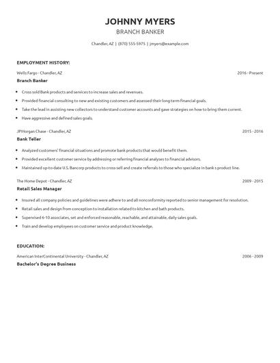 Branch Banker Resume