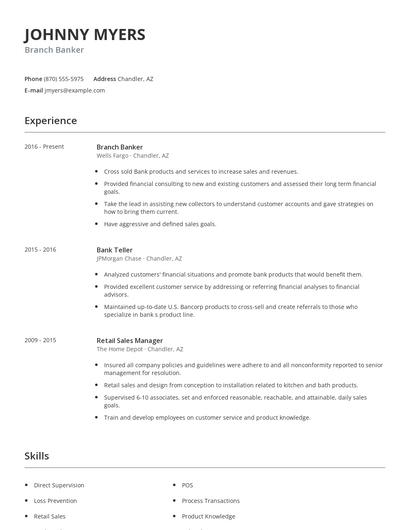 Branch Banker Resume
