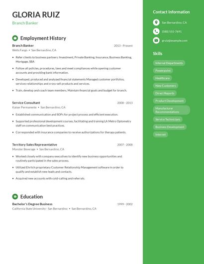 Branch Banker Resume