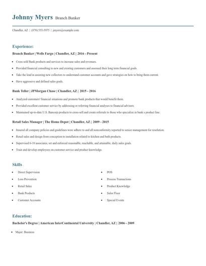 Branch Banker Resume