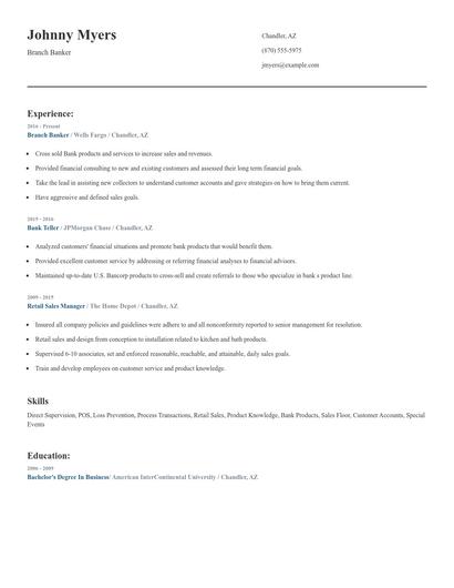 Branch Banker Resume