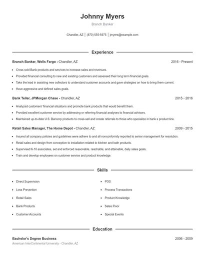 Branch Banker Resume
