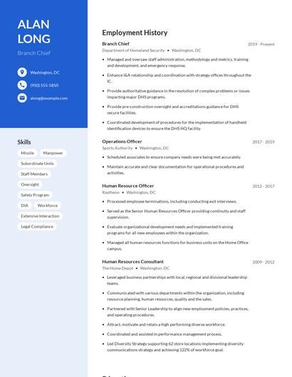 Branch Chief Resume