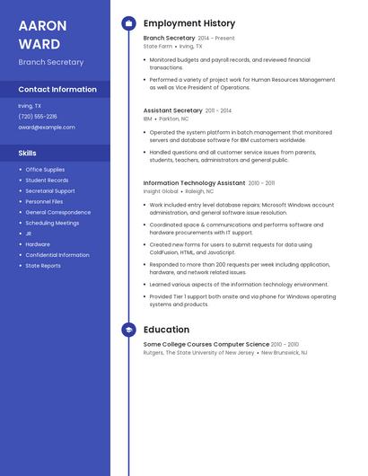 Branch Secretary Resume