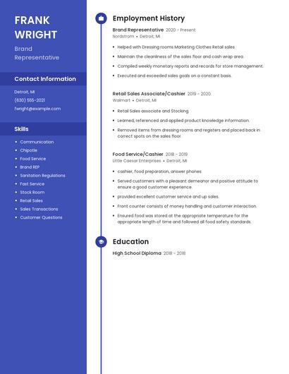 Brand Representative Resume