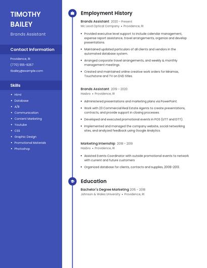 Brands Assistant Resume